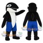 Black and White Orca Mascot Costume with Blue Shorts