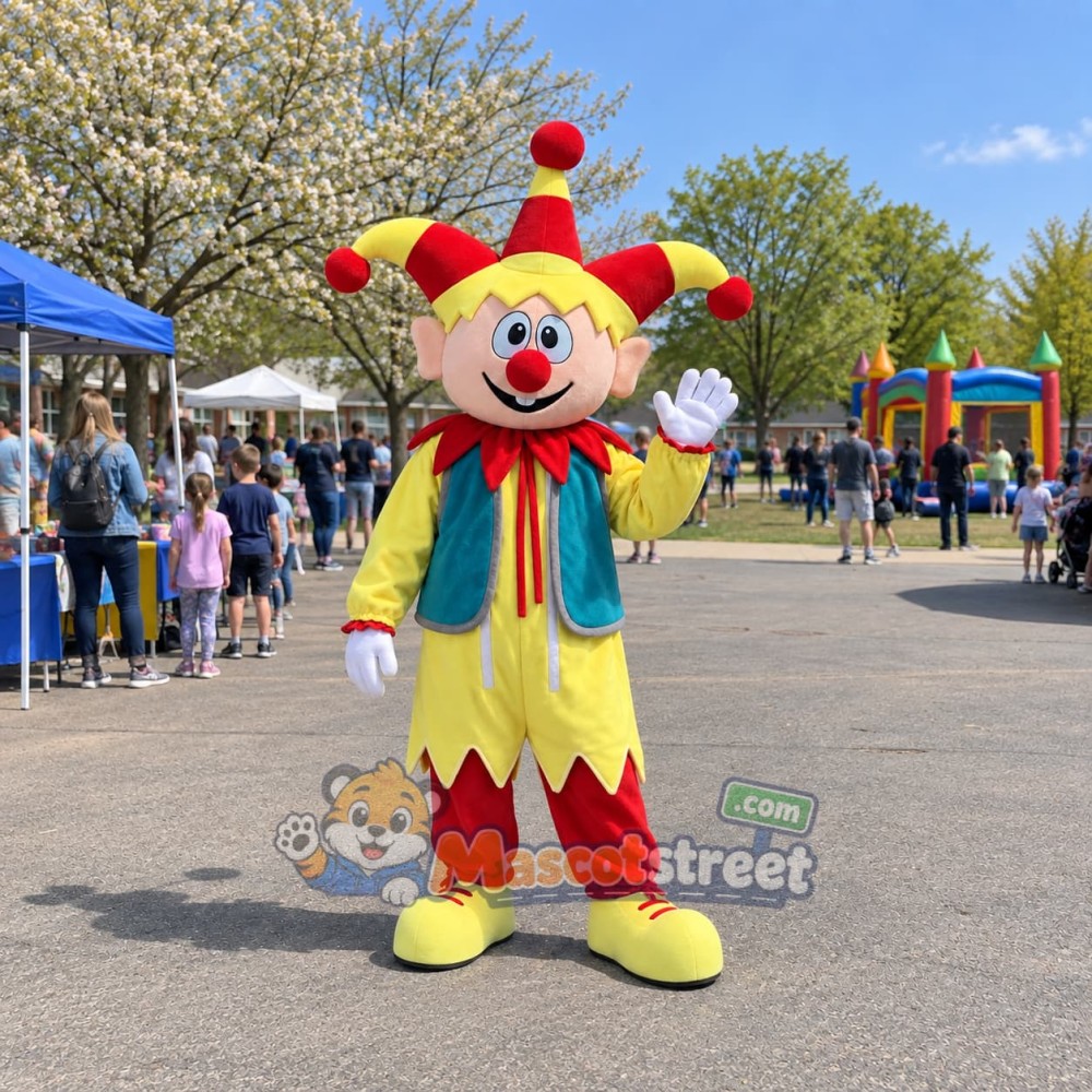 Clown Mascot Costume with Yellow Suit and Teal Vest Clown Mascot Costume with Yellow Suit and Teal Vest