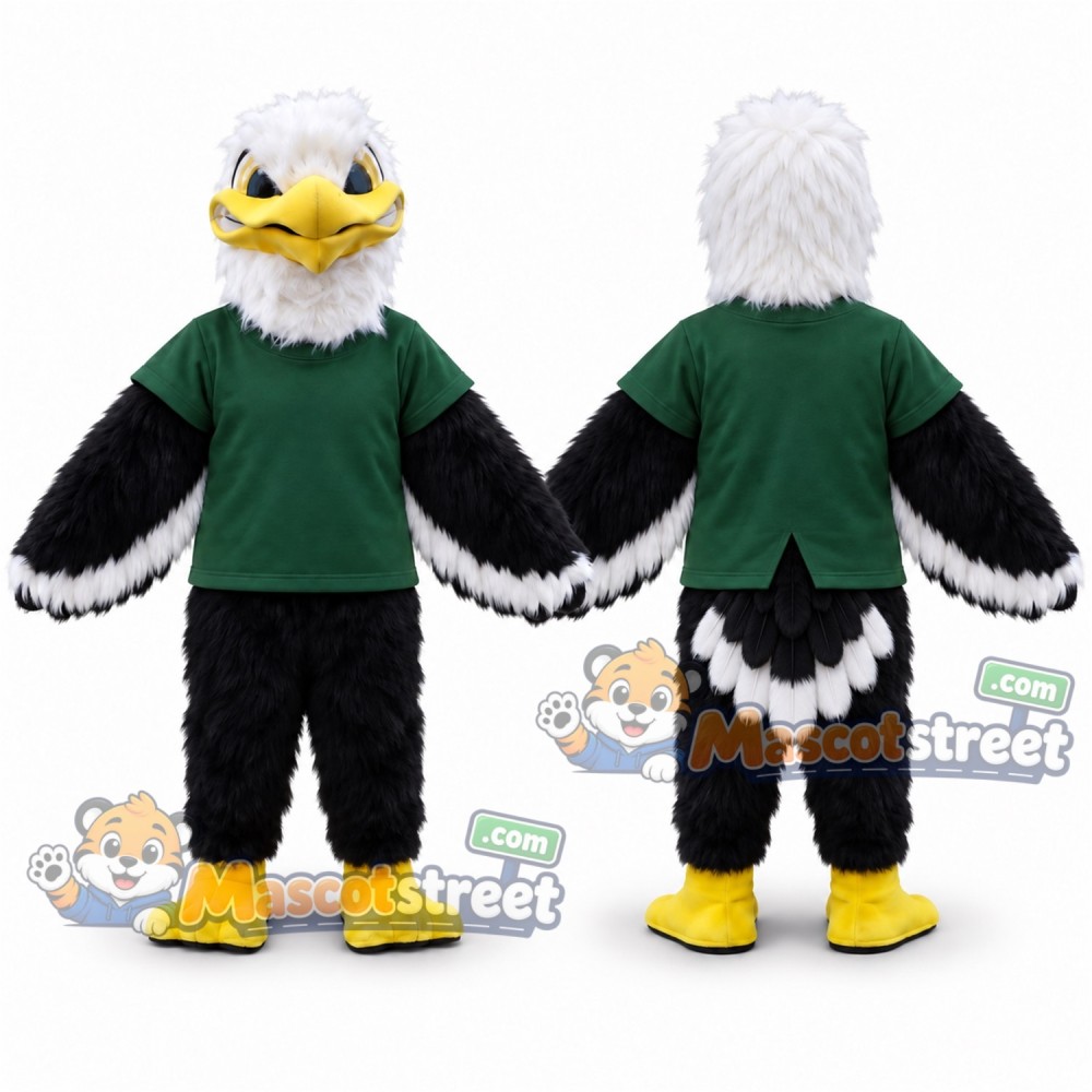 Bald Eagle Mascot Costume with Green Shirt Bald Eagle Mascot Costume with Green Shirt