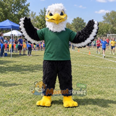 Bald Eagle Mascot Costume with Green Shirt Bald Eagle Mascot Costume with Green Shirt