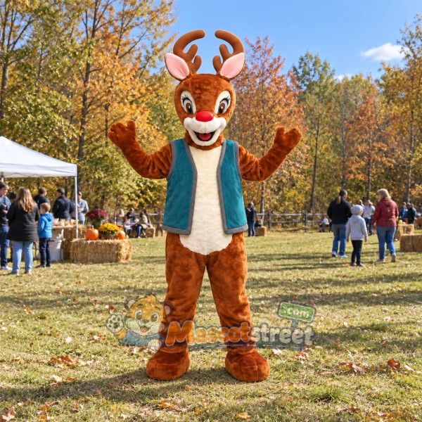 Reindeer Mascot Costume with Teal Vest