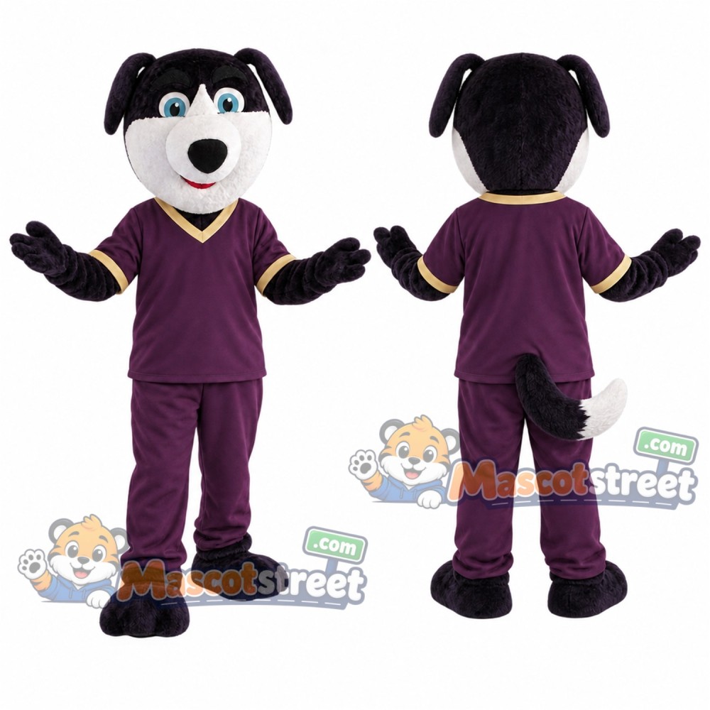 Purple Dog Mascot Costume with Purple Sports Uniform Purple Dog Mascot Costume with Purple Sports Uniform