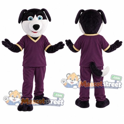 Purple Dog Mascot Costume with Purple Sports Uniform Purple Dog Mascot Costume with Purple Sports Uniform