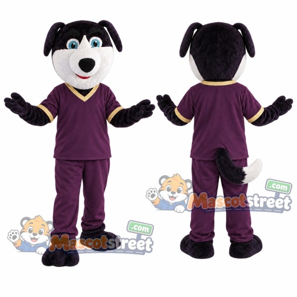 Purple Dog Mascot Costume with Purple Sports Uniform