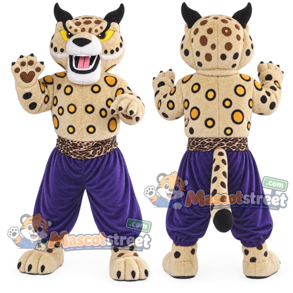 Spotted Leopard Mascot Costume with Purple Pants