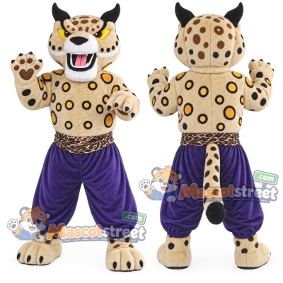 Spotted Leopard Mascot Costume with Purple Pants