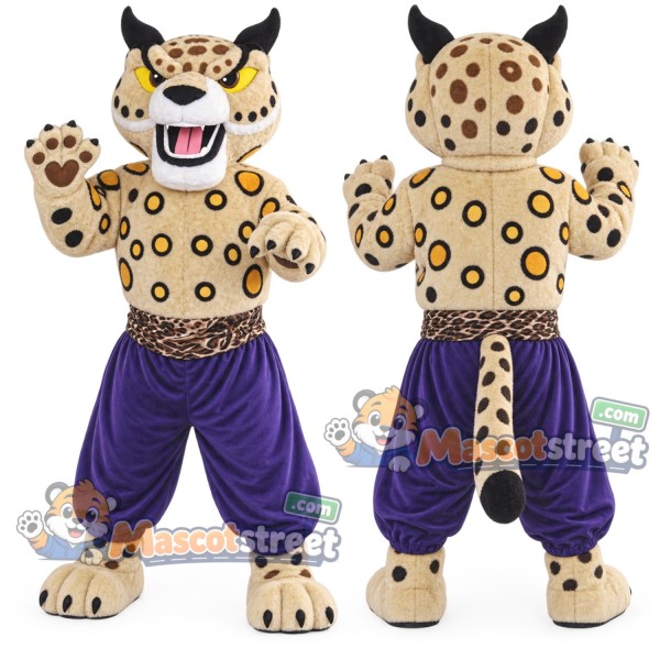 Spotted Leopard Mascot Costume with Purple Pants