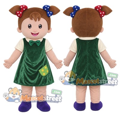 Girl Mascot Costume with Green Dress Girl Mascot Costume with Green Dress