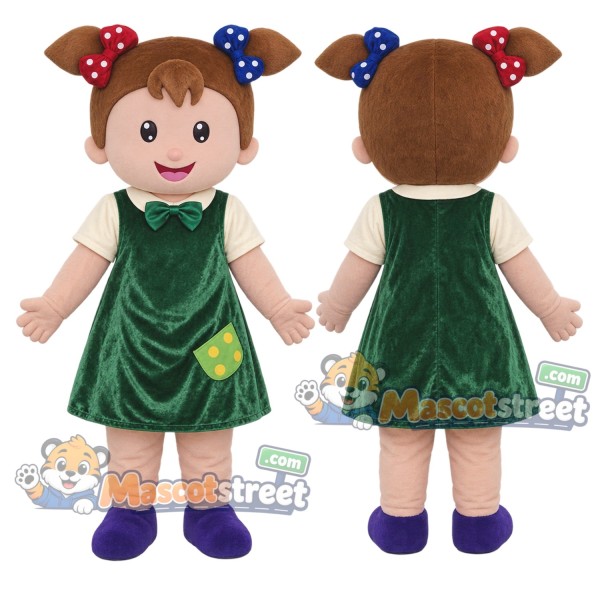 Girl Mascot Costume with Green Dress