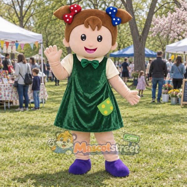 Girl Mascot Costume with Green Dress