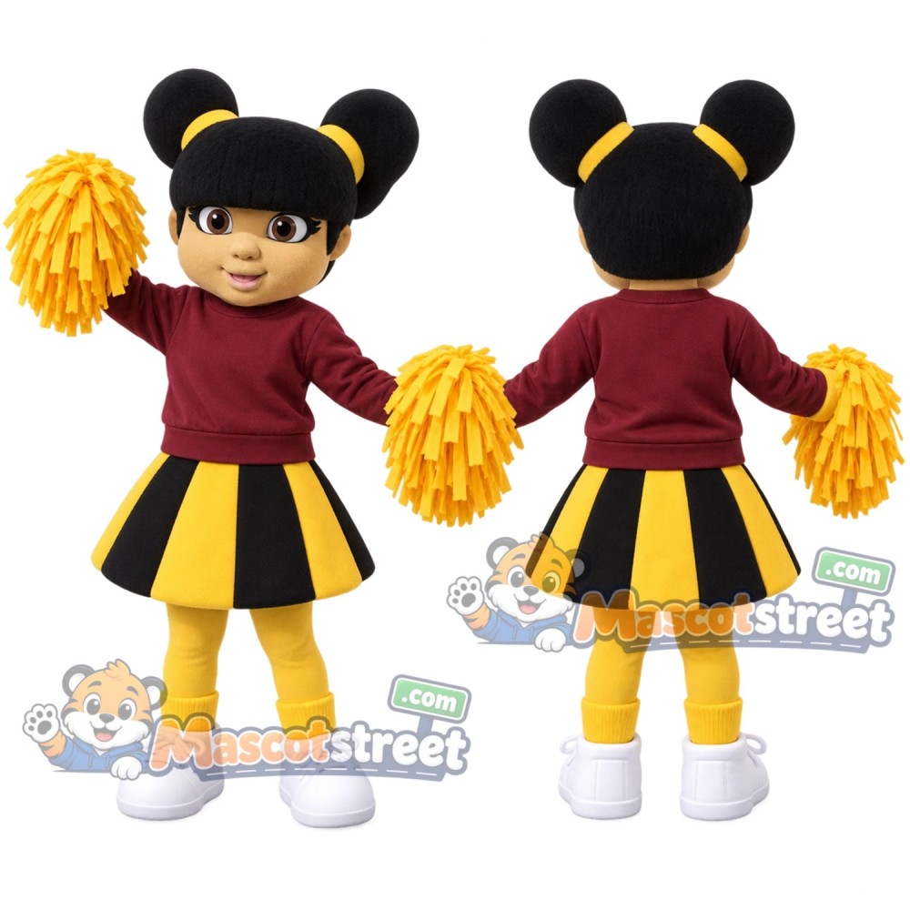 Cheerleader Girl Mascot Costume with Yellow and Black Skirt Cheerleader Girl Mascot Costume with Yellow and Black Skirt
