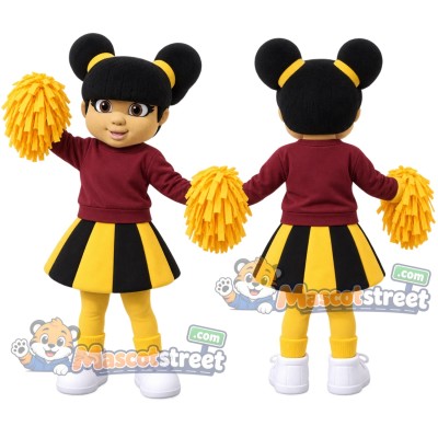 Cheerleader Girl Mascot Costume with Yellow and Black Skirt Cheerleader Girl Mascot Costume with Yellow and Black Skirt