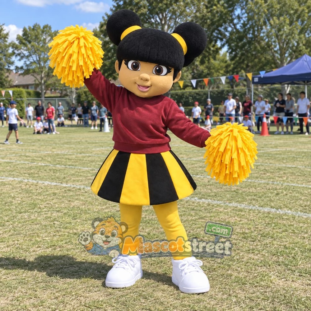 Cheerleader Girl Mascot Costume with Yellow and Black Skirt Cheerleader Girl Mascot Costume with Yellow and Black Skirt