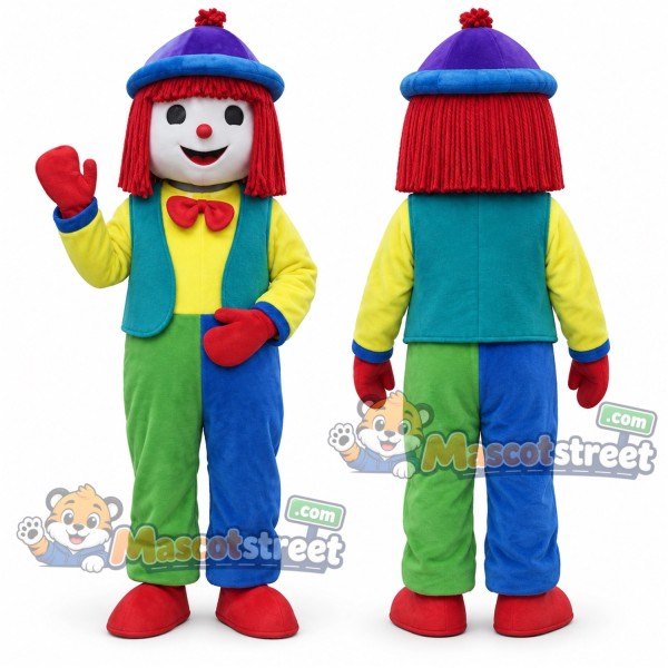 Clown Mascot Costume with Multicolored Suit