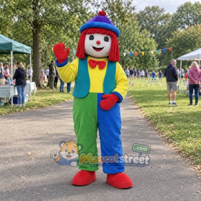 Clown Mascot Costume with Multicolored Suit