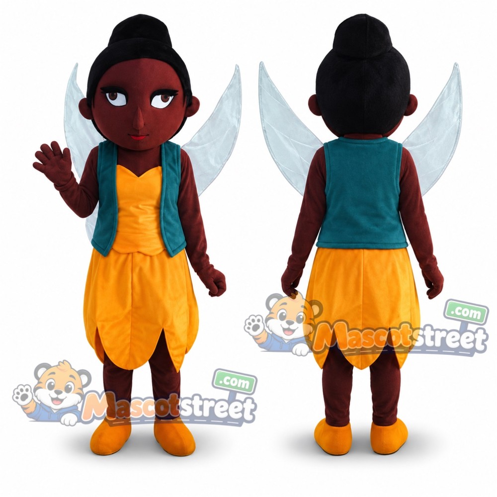 Fairy Girl Mascot Costume with Teal Vest and Orange Dress Fairy Girl Mascot Costume with Teal Vest and Orange Dress