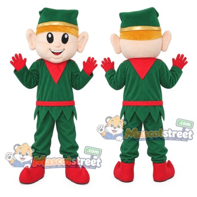 Christmas Elf Mascot Costume with Green Outfit and Hat Christmas Elf Mascot Costume with Green Outfit and Hat