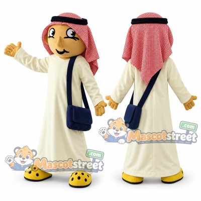 Boy Mascot Costume with Cream Robe and Red Headscarf Boy Mascot Costume with Cream Robe and Red Headscarf