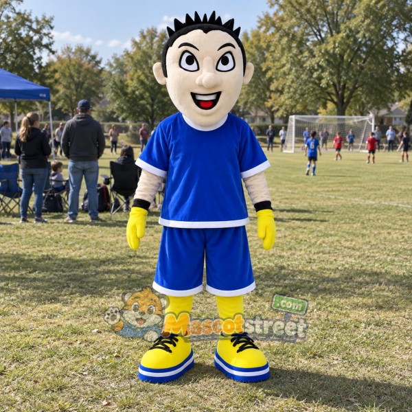 Soccer Boy Mascot Costume with Blue Uniform
