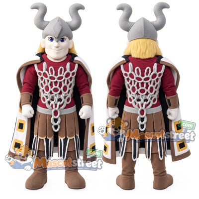 Viking Mascot Costume with Horned Helmet and Chainmail