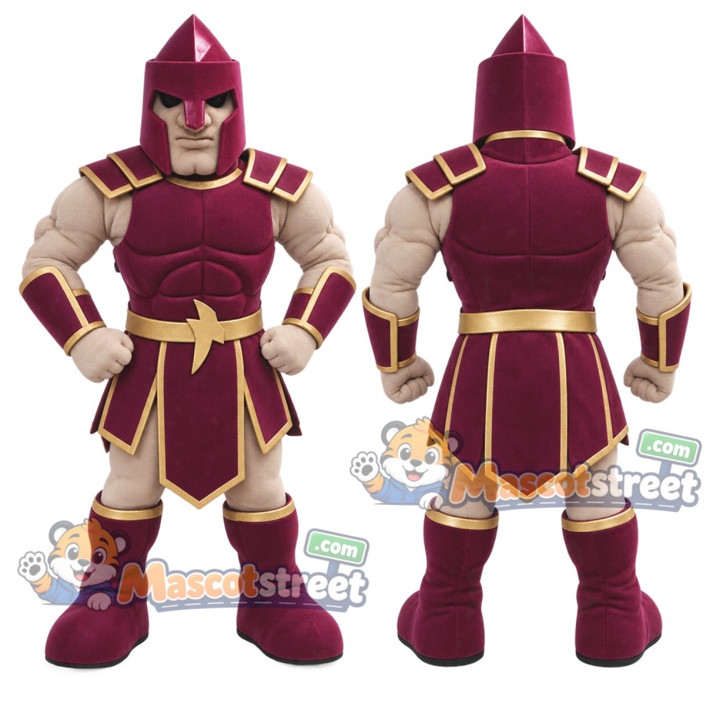 Warrior Mascot Costume with Burgundy Armor Warrior Mascot Costume with Burgundy Armor