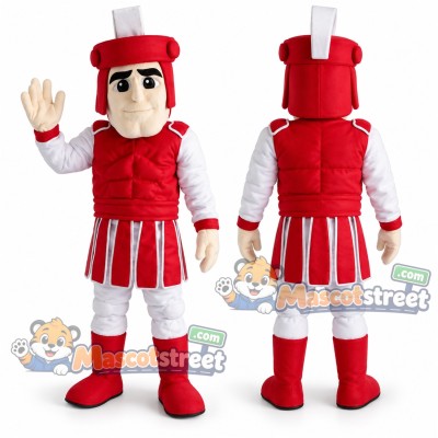 Knight Mascot Costume with Red Armor and White Sleeves