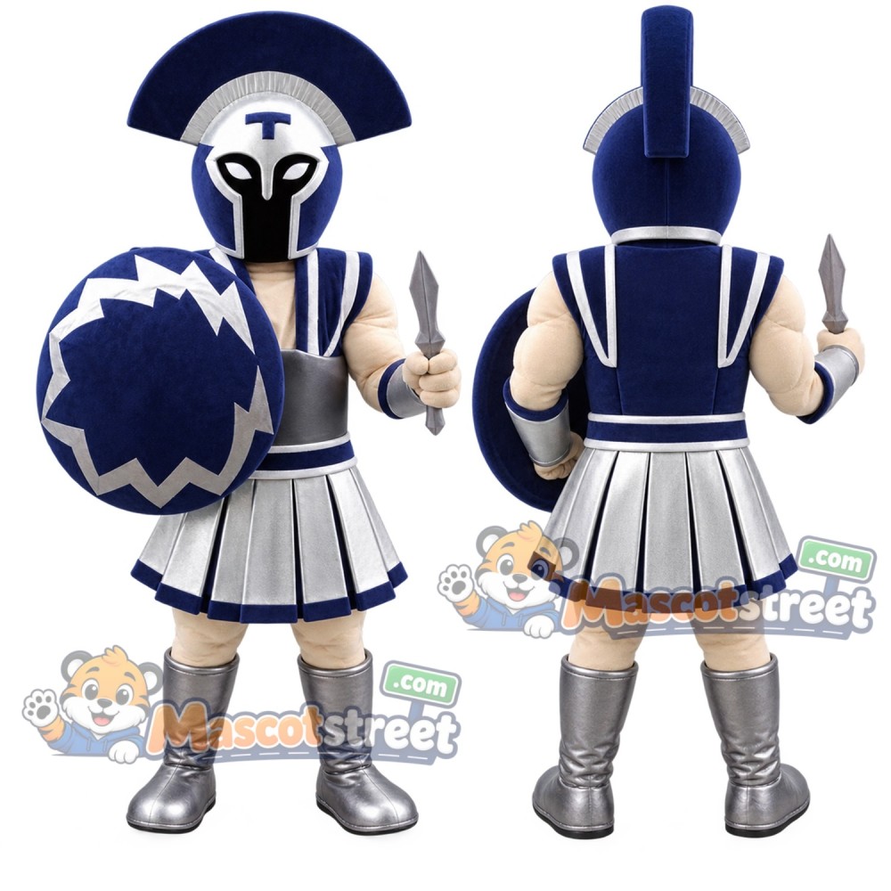 Knight Mascot Costume with Navy and White Armor Knight Mascot Costume with Navy and White Armor