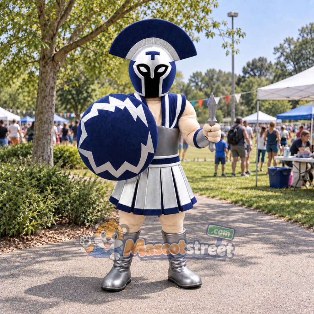 Knight Mascot Costume with Navy and White Armor Knight Mascot Costume with Navy and White Armor