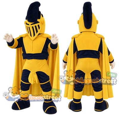 Knight Mascot Costume with Yellow and Black Armor with Navy Plume Knight Mascot Costume with Yellow and Black Armor with Navy Plume