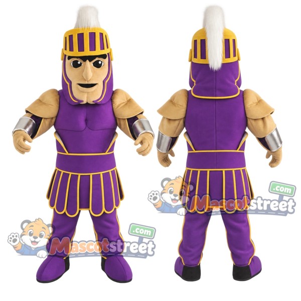 Spartan Warrior Mascot Costume with Purple Armor