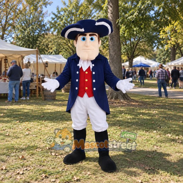Patriot Mascot Costume with Navy Coat and White Pants