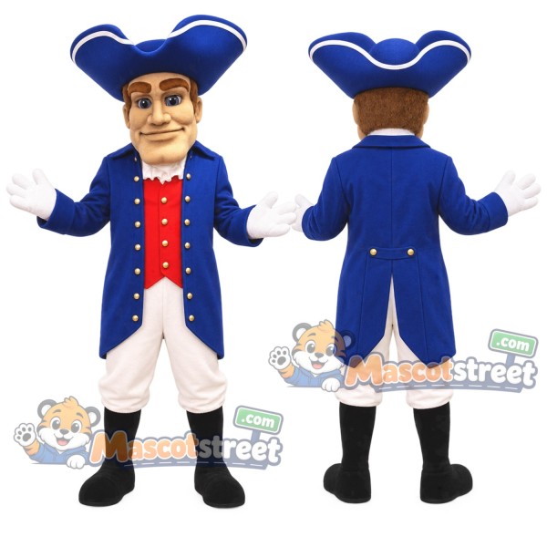 Patriot Mascot Costume with Navy Coat and Cream Pants