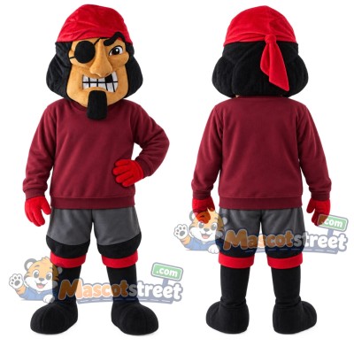 Pirate Captain Mascot Costume with Burgundy Sweatshirt and Red Bandana Pirate Captain Mascot Costume with Burgundy Sweatshirt and Red Bandana