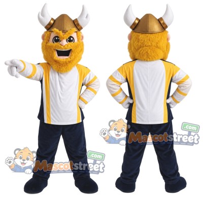 Yellow-Bearded Viking Mascot Costume with White and Yellow Jacket Yellow-Bearded Viking Mascot Costume with White and Yellow Jacket