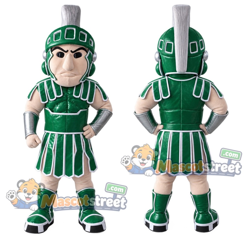 Spartan Warrior Mascot Costume with Green Armor Spartan Warrior Mascot Costume with Green Armor