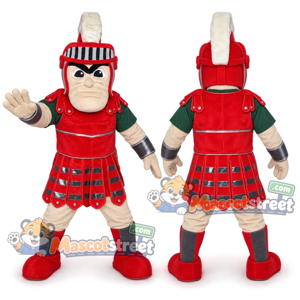 Spartan Warrior Mascot Costume with Red Armor