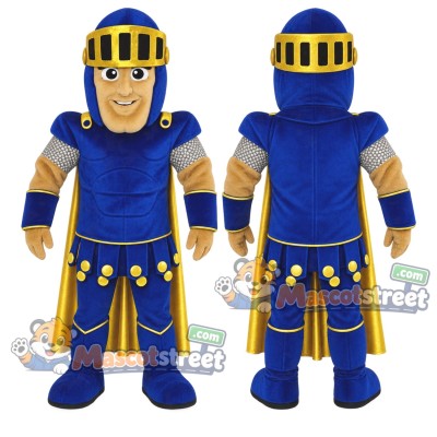 Spartan Warrior Mascot Costume with Blue and Gold Armor Spartan Warrior Mascot Costume with Blue and Gold Armor