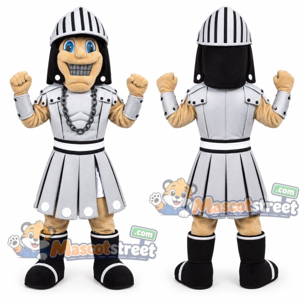Spartan Warrior Mascot Costume with Silver Armor