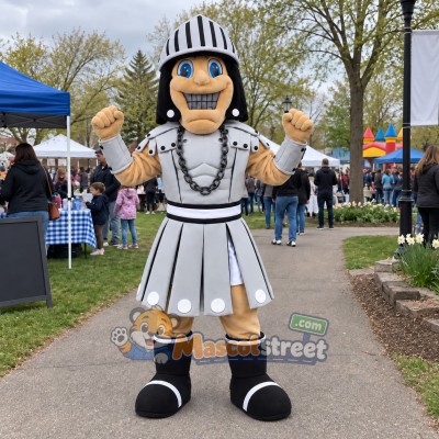 Spartan Warrior Mascot Costume with Silver Armor