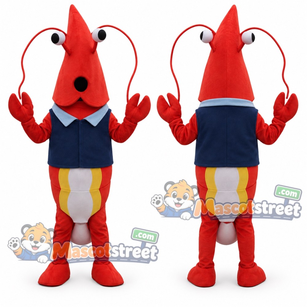Red Lobster Mascot Costume with Navy Vest Red Lobster Mascot Costume with Navy Vest