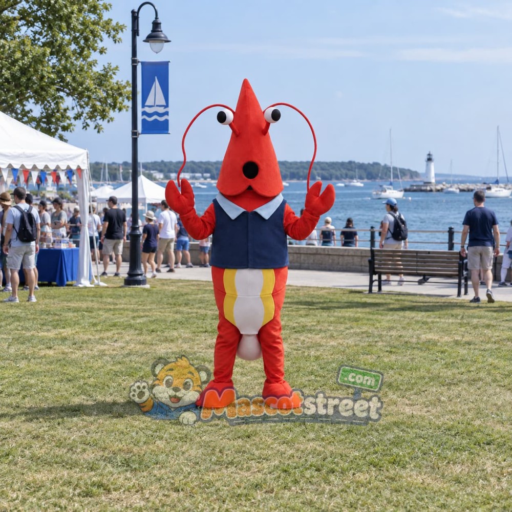 Red Lobster Mascot Costume with Navy Vest Red Lobster Mascot Costume with Navy Vest