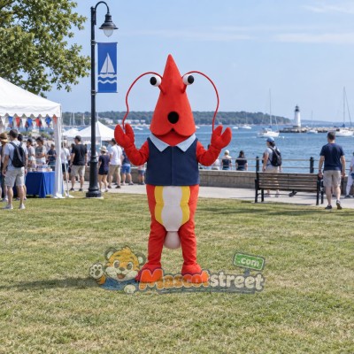 Red Lobster Mascot Costume with Navy Vest Red Lobster Mascot Costume with Navy Vest