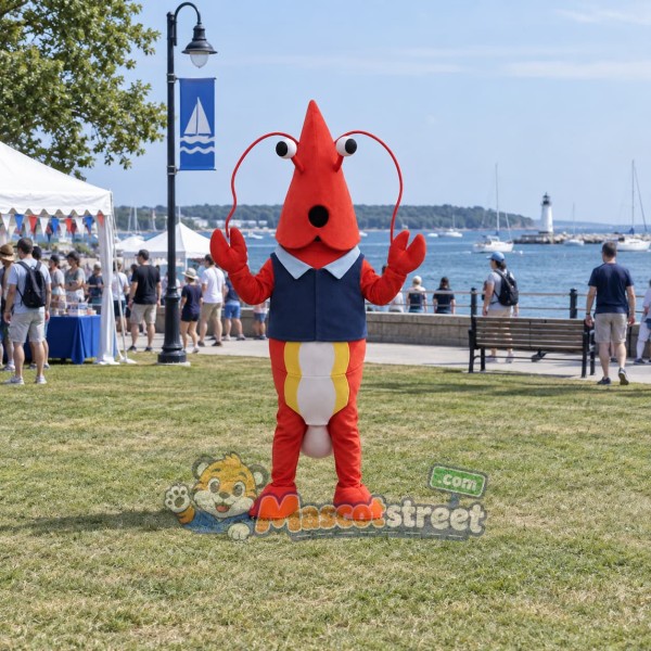 Red Lobster Mascot Costume with Navy Vest