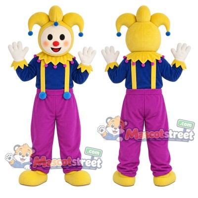 Clown Mascot Costume with Blue Shirt and Pink Overalls Clown Mascot Costume with Blue Shirt and Pink Overalls