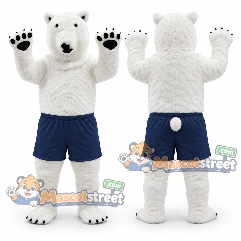 Polar Bear Mascot Costume with Navy Shorts