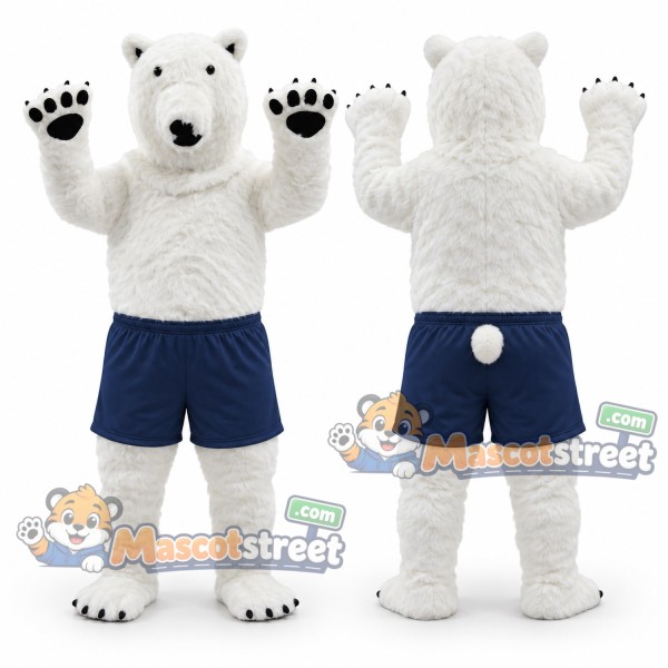 Polar Bear Mascot Costume with Navy Shorts