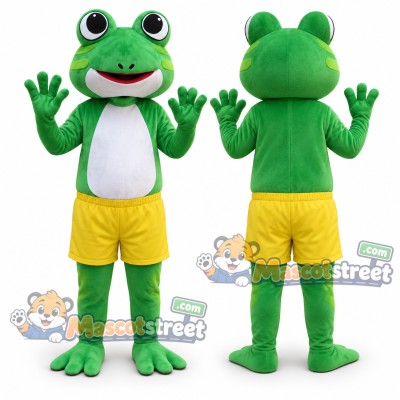 Green Frog Mascot Costume with Yellow Shorts Green Frog Mascot Costume with Yellow Shorts