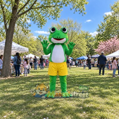 Green Frog Mascot Costume with Yellow Shorts Green Frog Mascot Costume with Yellow Shorts