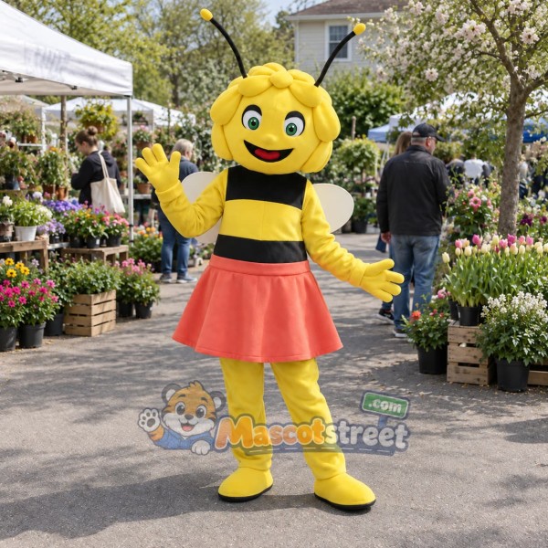 Bee Girl Mascot Costume with Red Skirt