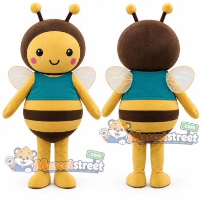 Bee Mascot Costume with Teal Shirt Bee Mascot Costume with Teal Shirt